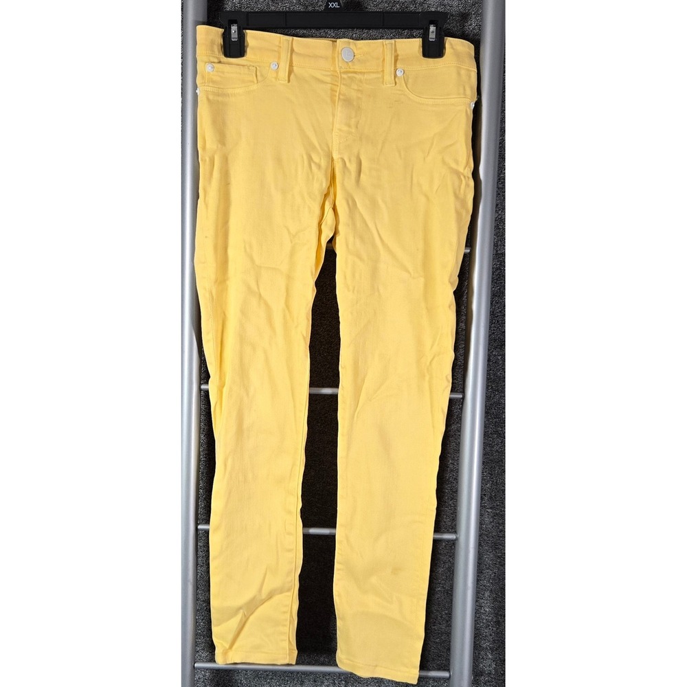 David Kahn Womens Yellow Skinny Jeans Low Rise Denim Pants 27x26